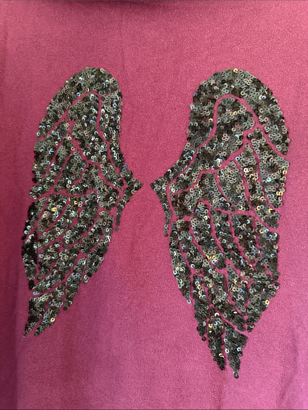 🪽👼Rare 👼🪽Victoria's Secret Angel Wing Sequin Hoodie Y2K Black Orchid Burgundy - Picture 4 of 8
